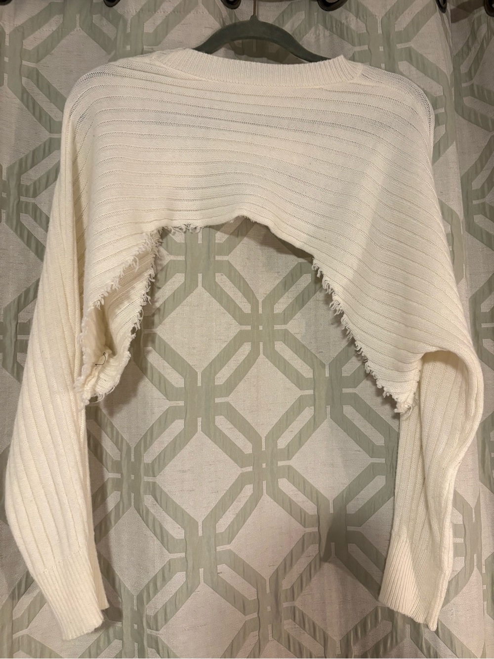 Urban Outfitters Cropped Ivory Ribbed Open-Front Shrug